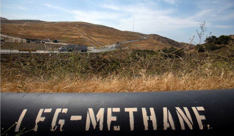 A pipeline that moves methane gas in California